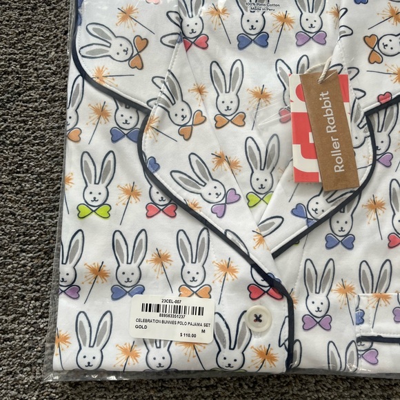 Roller Rabbit Celebration Bunnies Polo Pajamas - Picture 3 of 3